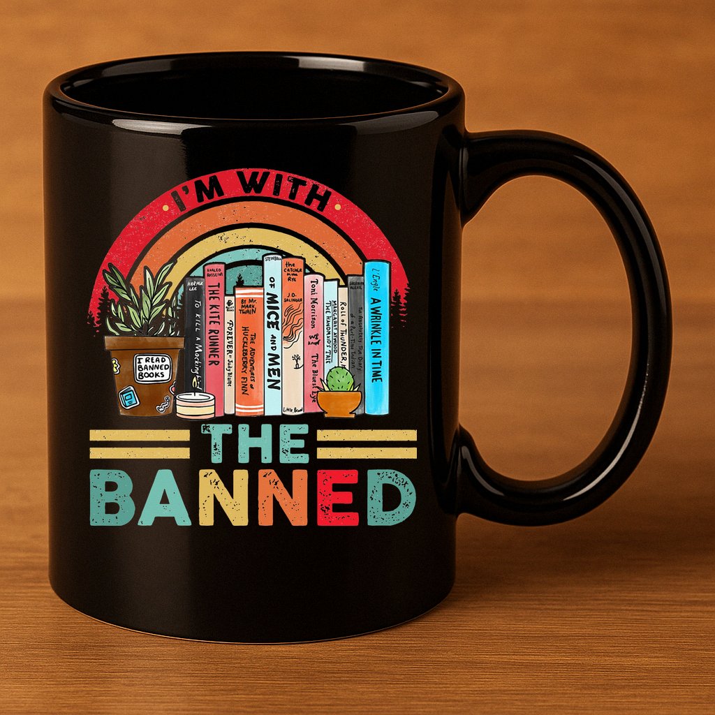 I'm with The Banned Books Lover 11oz C Handle Ceramic Mug