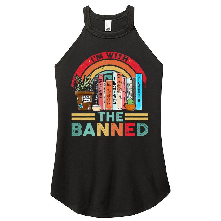 I'm with The Banned Books Lover Women's Perfect Tri Rocker Tank