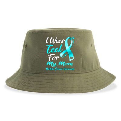 I Wear Teal For My Mom Prostate Cancer Awareness Gift Sustainable Bucket Hat