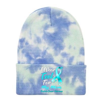 I Wear Teal For My Mom Prostate Cancer Awareness Gift Tie Dye 12in Knit Beanie