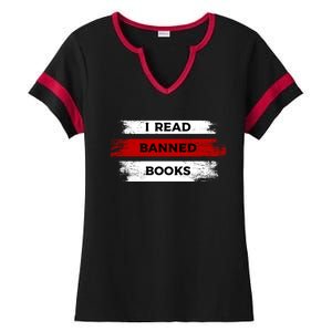 I'm With The Banned Funny Bookworm Banned Book Ladies Halftime Notch Neck Tee