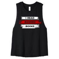 I'm With The Banned Funny Bookworm Banned Book Women's Racerback Cropped Tank