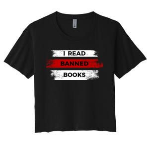 I'm With The Banned Funny Bookworm Banned Book Women's Crop Top Tee