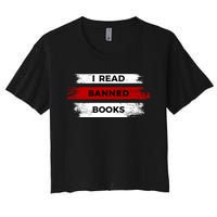 I'm With The Banned Funny Bookworm Banned Book Women's Crop Top Tee