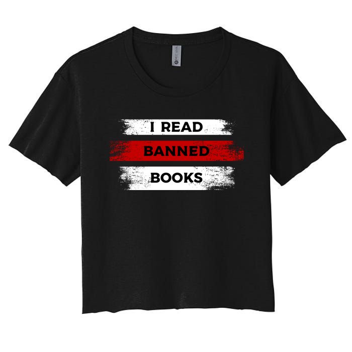 I'm With The Banned Funny Bookworm Banned Book Women's Crop Top Tee