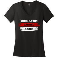 I'm With The Banned Funny Bookworm Banned Book Women's V-Neck T-Shirt