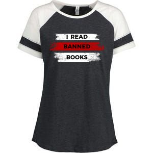 I'm With The Banned Funny Bookworm Banned Book Enza Ladies Jersey Colorblock Tee