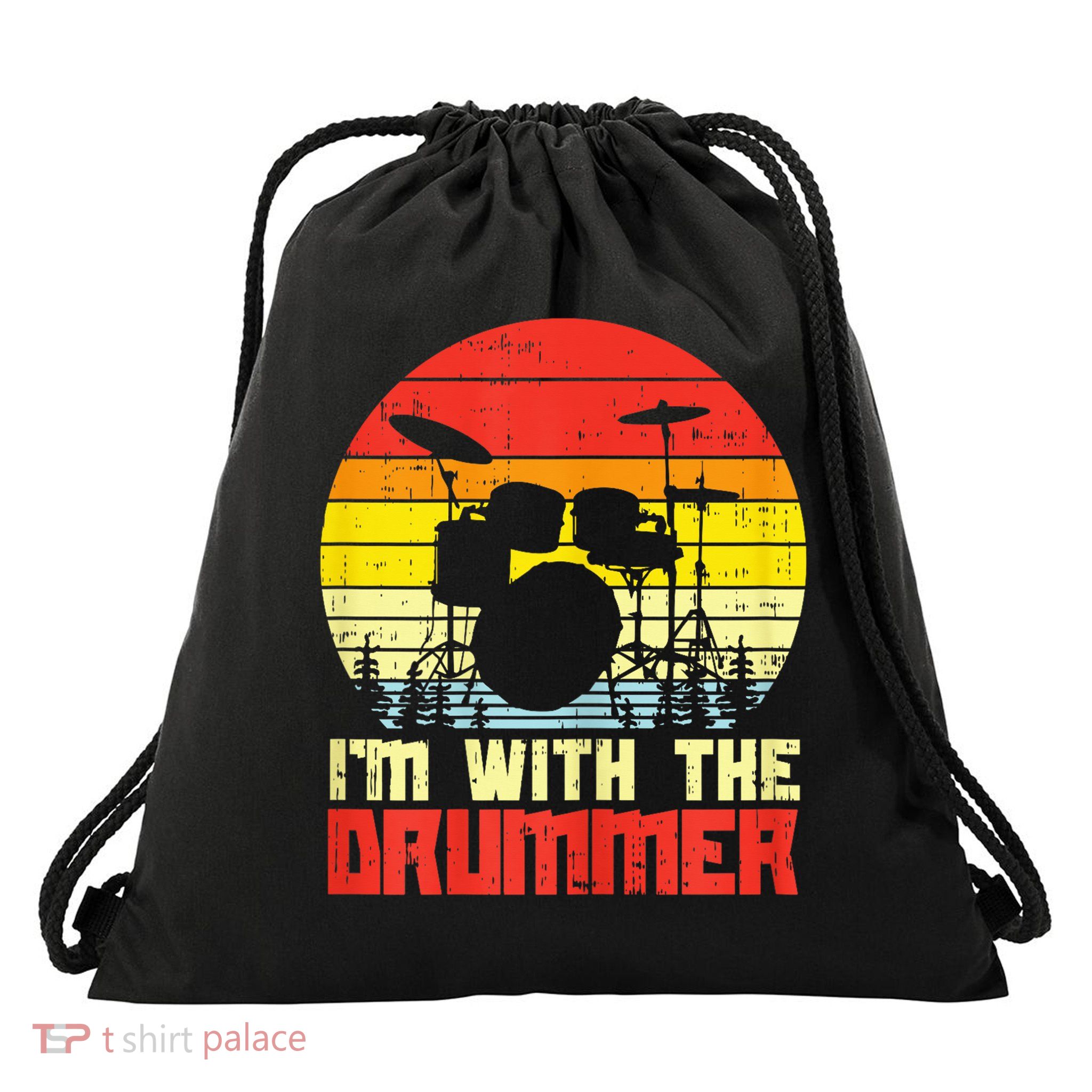 Im With The Drummer Drum Drumming Girlfriend Wife Drawstring Bag