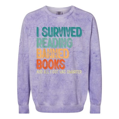 Im With The Banned I Survived Reading Banned Books Colorblast Crewneck Sweatshirt