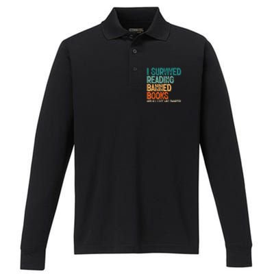 Im With The Banned I Survived Reading Banned Books Performance Long Sleeve Polo