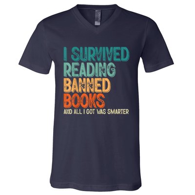 Im With The Banned I Survived Reading Banned Books V-Neck T-Shirt