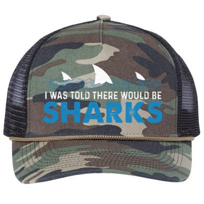 I Was Told There Would Be Sharks Shark Lover Ocean Retro Rope Trucker Hat Cap