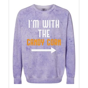 Im With The Candy Corn Costume Funny Halloween Couple Colorblast Crewneck Sweatshirt