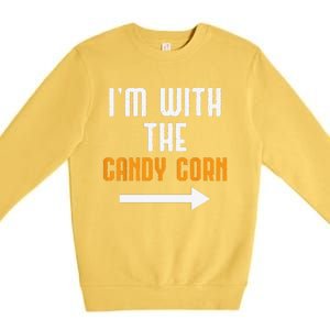 Im With The Candy Corn Costume Funny Halloween Couple Premium Crewneck Sweatshirt