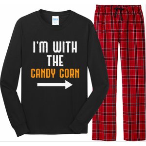 Im With The Candy Corn Costume Funny Halloween Couple Long Sleeve Pajama Set