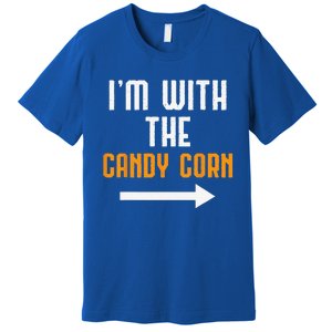 Im With The Candy Corn Costume Funny Halloween Couple Premium T-Shirt