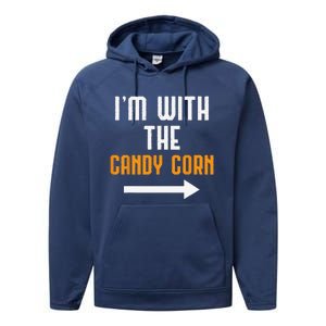 Im With The Candy Corn Costume Funny Halloween Couple Performance Fleece Hoodie