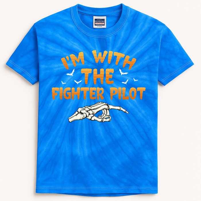 Im With The Fighter Pilot Pilothalloween Couples Costume Gift Kids Tie-Dye T-Shirt