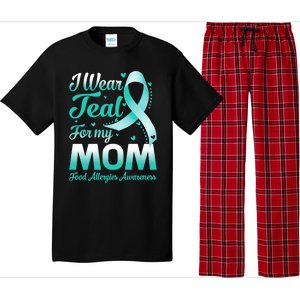 I Wear Teal For My Mom Food Allergies Awareness Ribbon Gift Pajama Set