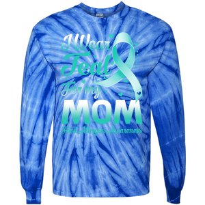 I Wear Teal For My Mom Food Allergies Awareness Ribbon Gift Tie-Dye Long Sleeve Shirt