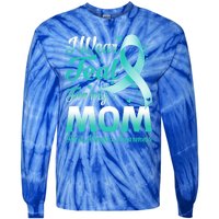 I Wear Teal For My Mom Food Allergies Awareness Ribbon Gift Tie-Dye Long Sleeve Shirt