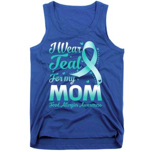 I Wear Teal For My Mom Food Allergies Awareness Ribbon Gift Tank Top