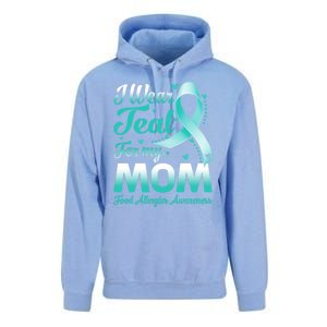 I Wear Teal For My Mom Food Allergies Awareness Ribbon Gift Unisex Surf Hoodie