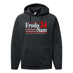 I Will Take The Ring To Mordor Frodo Sam Funny Quote Performance Fleece Hoodie