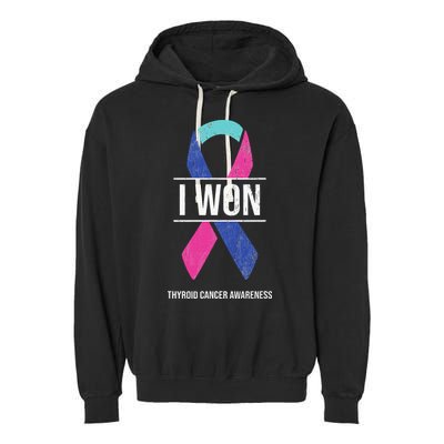 I Won Thyroid Cancer Awareness Thyroid Cancer Ribbon Garment-Dyed Fleece Hoodie