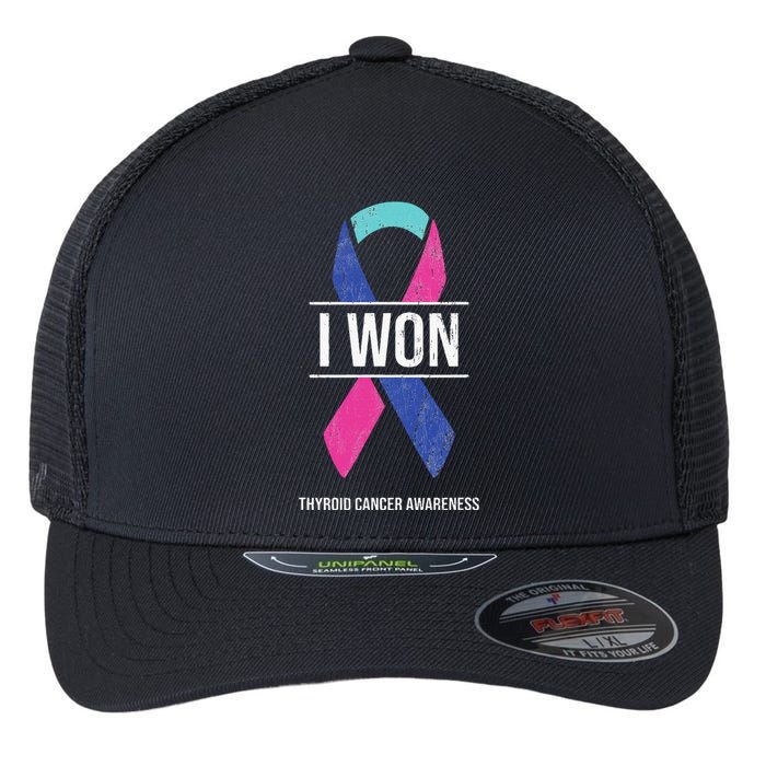 I Won Thyroid Cancer Awareness Thyroid Cancer Ribbon Flexfit Unipanel Trucker Cap