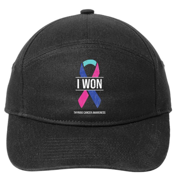 I Won Thyroid Cancer Awareness Thyroid Cancer Ribbon 7-Panel Snapback Hat