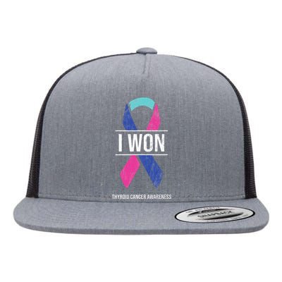 I Won Thyroid Cancer Awareness Thyroid Cancer Ribbon Flat Bill Trucker Hat