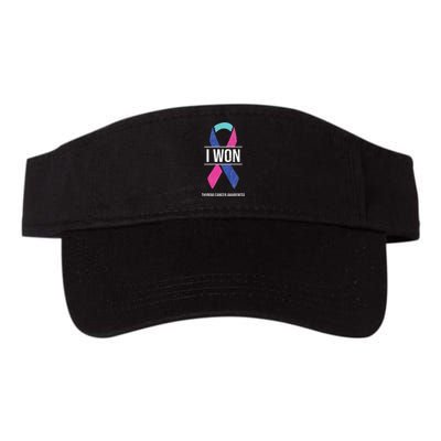 I Won Thyroid Cancer Awareness Thyroid Cancer Ribbon Valucap Bio-Washed Visor