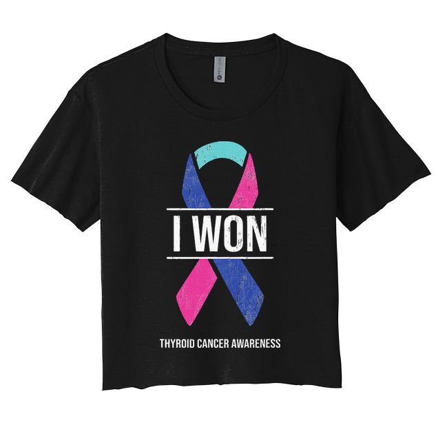 I Won Thyroid Cancer Awareness Thyroid Cancer Ribbon Crop Top