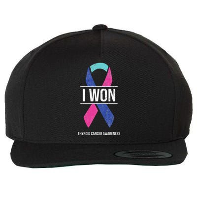 I Won Thyroid Cancer Awareness Thyroid Cancer Ribbon Wool Snapback Cap