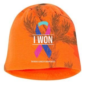 I Won Thyroid Cancer Awareness Thyroid Cancer Ribbon Kati - Camo Knit Beanie