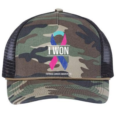 I Won Thyroid Cancer Awareness Thyroid Cancer Ribbon Retro Rope Trucker Hat Cap