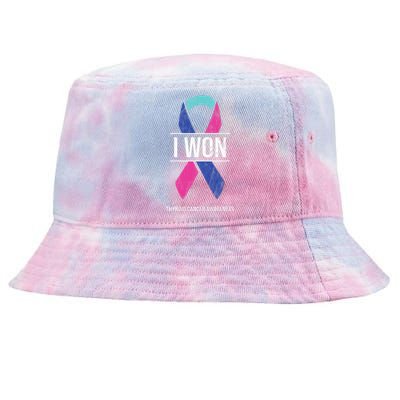 I Won Thyroid Cancer Awareness Thyroid Cancer Ribbon Tie-Dyed Bucket Hat