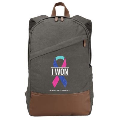I Won Thyroid Cancer Awareness Thyroid Cancer Ribbon Cotton Canvas Backpack