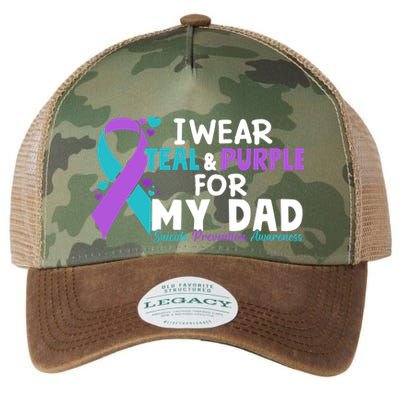 I Wear Teal & Purple For My Dad Suicide Prevention Awareness Legacy Tie Dye Trucker Hat