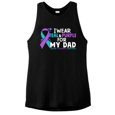 I Wear Teal & Purple For My Dad Suicide Prevention Awareness Ladies PosiCharge Tri-Blend Wicking Tank