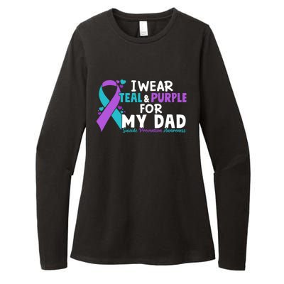 I Wear Teal & Purple For My Dad Suicide Prevention Awareness Womens CVC Long Sleeve Shirt