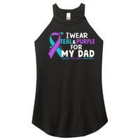 I Wear Teal & Purple For My Dad Suicide Prevention Awareness Women’s Perfect Tri Rocker Tank