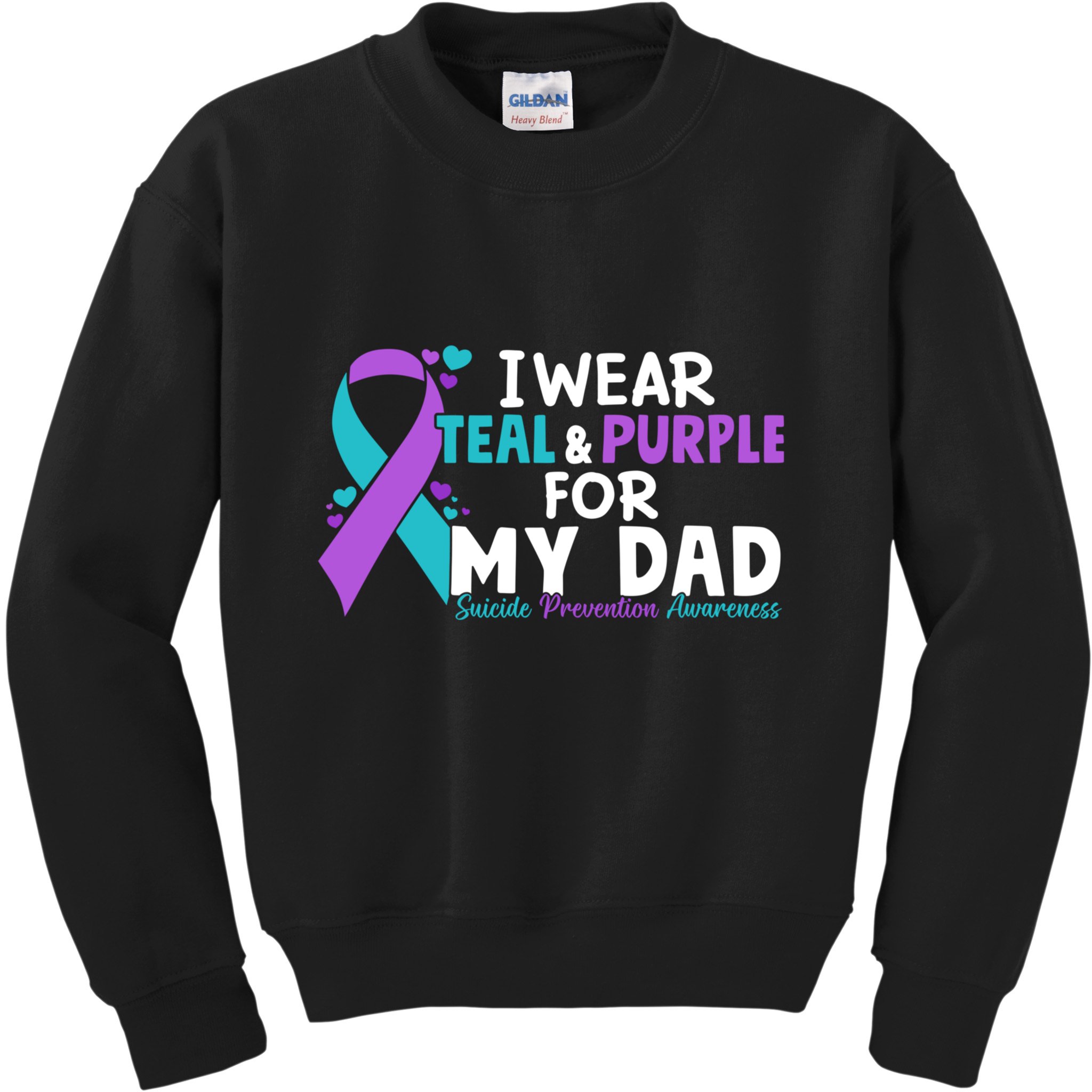 I Wear Teal & Purple For My Dad Suicide Prevention Awareness Kids Sweatshirt