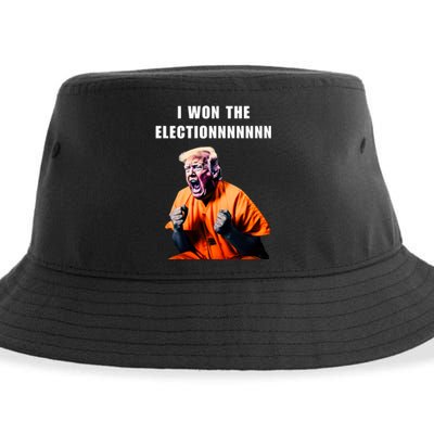 I Won The Election Funny Trump Prisoner Halloween Costume Sustainable Bucket Hat