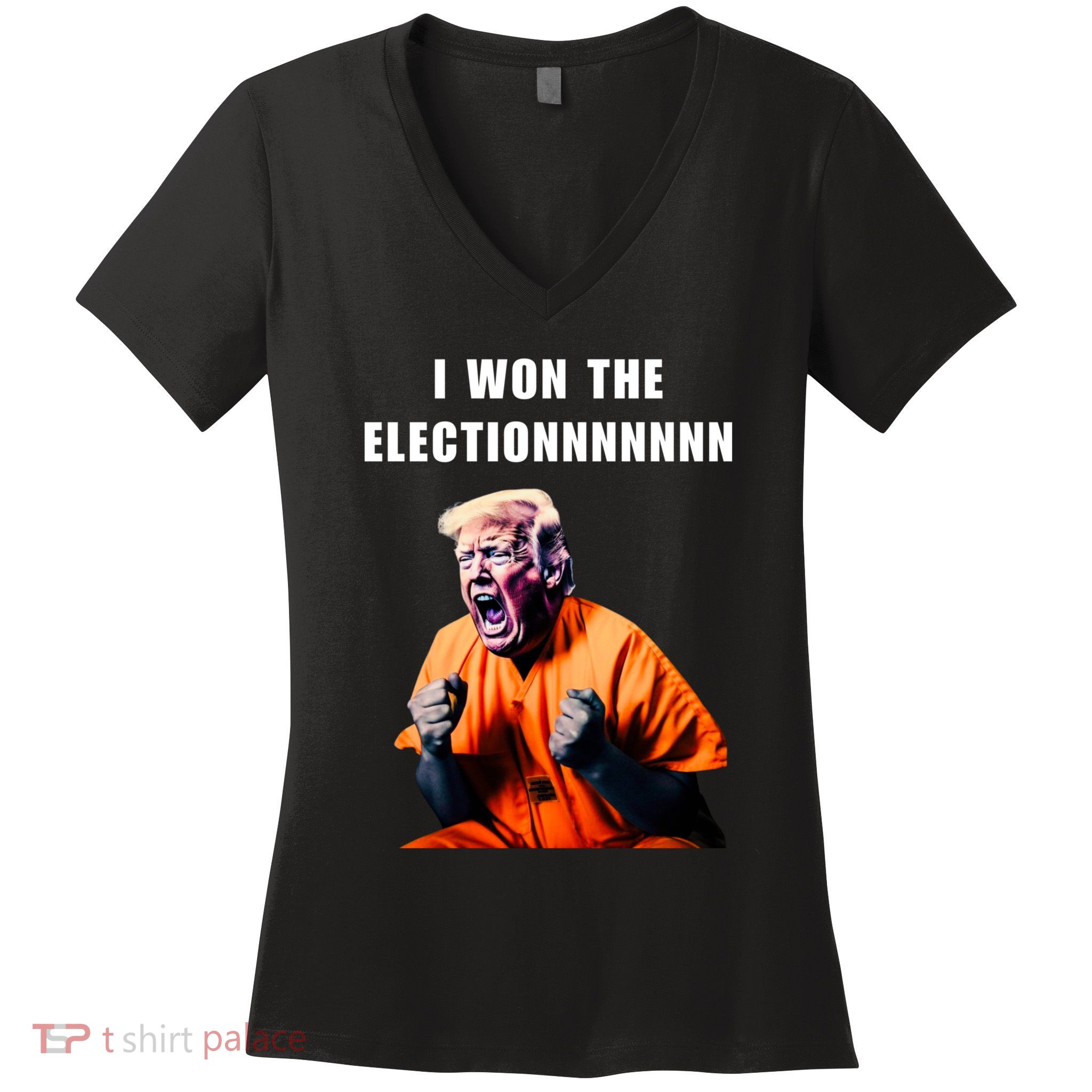 I Won The Election Funny Trump Prisoner Halloween Costume Women's V-Neck T-Shirt
