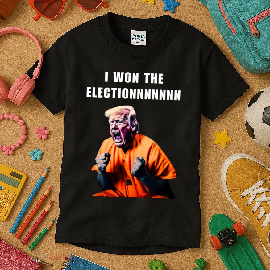 I Won The Election Funny Trump Prisoner Halloween Costume Kids T-Shirt