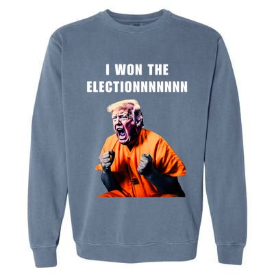 I Won The Election Funny Trump Prisoner Halloween Costume Garment-Dyed Sweatshirt
