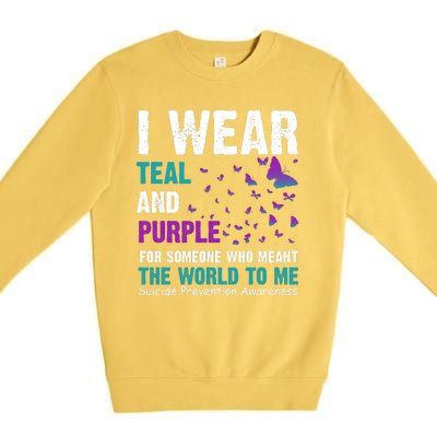 I Wear Teal & Purple Suicide Prevention Awareness Premium Crewneck Sweatshirt