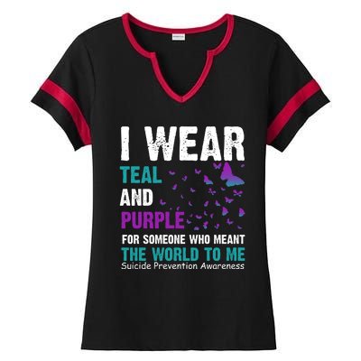 I Wear Teal & Purple Suicide Prevention Awareness Ladies Halftime Notch Neck Tee